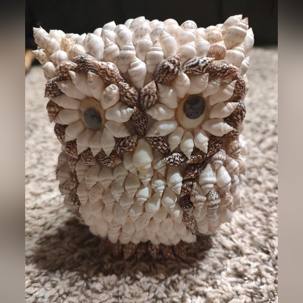 Shell-Covered Owl Figurine